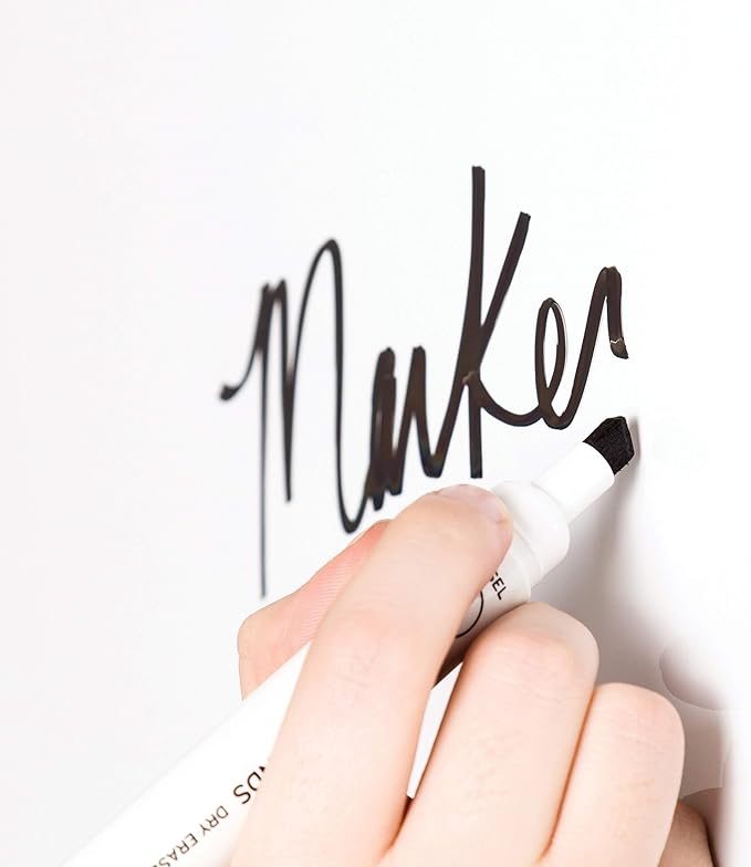 U Brands Fine Tip Dry Erase Markers with Eraser, Whiteboard Markers with Chisel tip, Low Odor, Assorted Colors, Set of 6