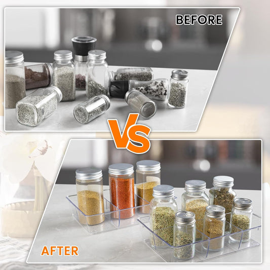 Criusia Drawer Organizer - 18 Pack Clear Large Kitchen Drawer Organization Trays, Non-Slip Dividers for Makeup, Jewelry, Utensils, Office, Bedroom, Bathroom