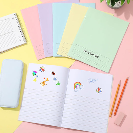 Henoyso 24 Pcs 120 Pages Primary Composition Notebooks K-2 9 3/4 x 7 1/2 Inch Journals Primary Journals Blank Books for Kids to Write Stories Kindergarten (Light Color)