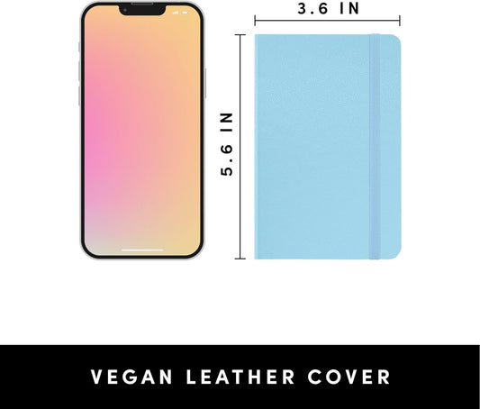 PAPERAGE Lined Pocket Journal Notebook, 1 Pack, (Light Blue), 160 Pages, Small, 3.6 inches x 5.6 inches - 100 GSM Thick Paper, Hardcover