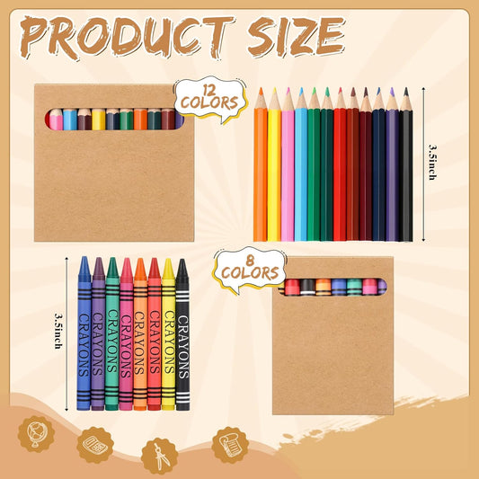 10 Sets Bulk Back to School Supplies, Colored Pencils Pre-Sharpened and Crayons Holiday Bundle in Box Mini Pencils Crayons Bulk Classroom Teacher Supplies, Cute Back to School Gifts