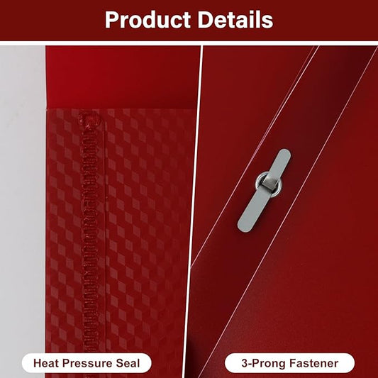 60-Pack Plastic Folders with Pockets and Prongs,2-Pocket Folders with 3 Fasteners, Poly Folders Holds 8-1/2" x 11" Paper for School/Office/Home, Red