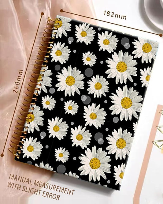 iampanda Spiral Journal Notebook,Cute Strong Twin-Wire Binding with Premium Paper for Girl Women,60 Sheets A5 College Ruled Notebook/Journal,Perfect for School Office Home Gifts,White Daisy Design