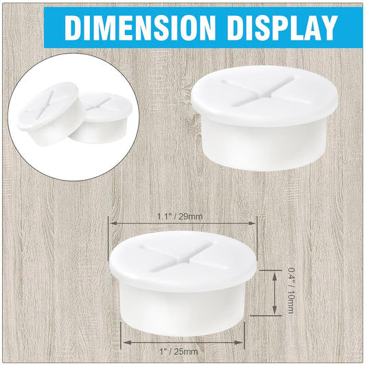1" White Desk Grommet, JTemgle Flexible Cable Grommet Cross Rubber Cable Hole Cover Wire Organizer Caps Desktop Cord Management for Home Office TV Stands Tabletops, 10 Pieces