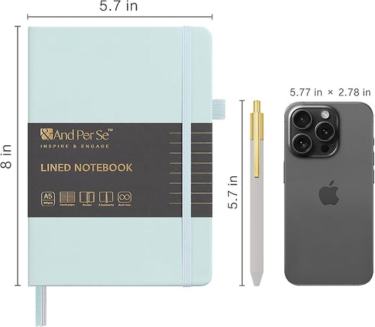 A5 Lined Leather Journal and Pen Set (3 packs), Hardcover Notebook with Pen, 160 Pages 100gsm Thick Ruled Paper for Men Women, for Work, Business, School or Home Writing, 5.7'' x 8'' (Cyan)