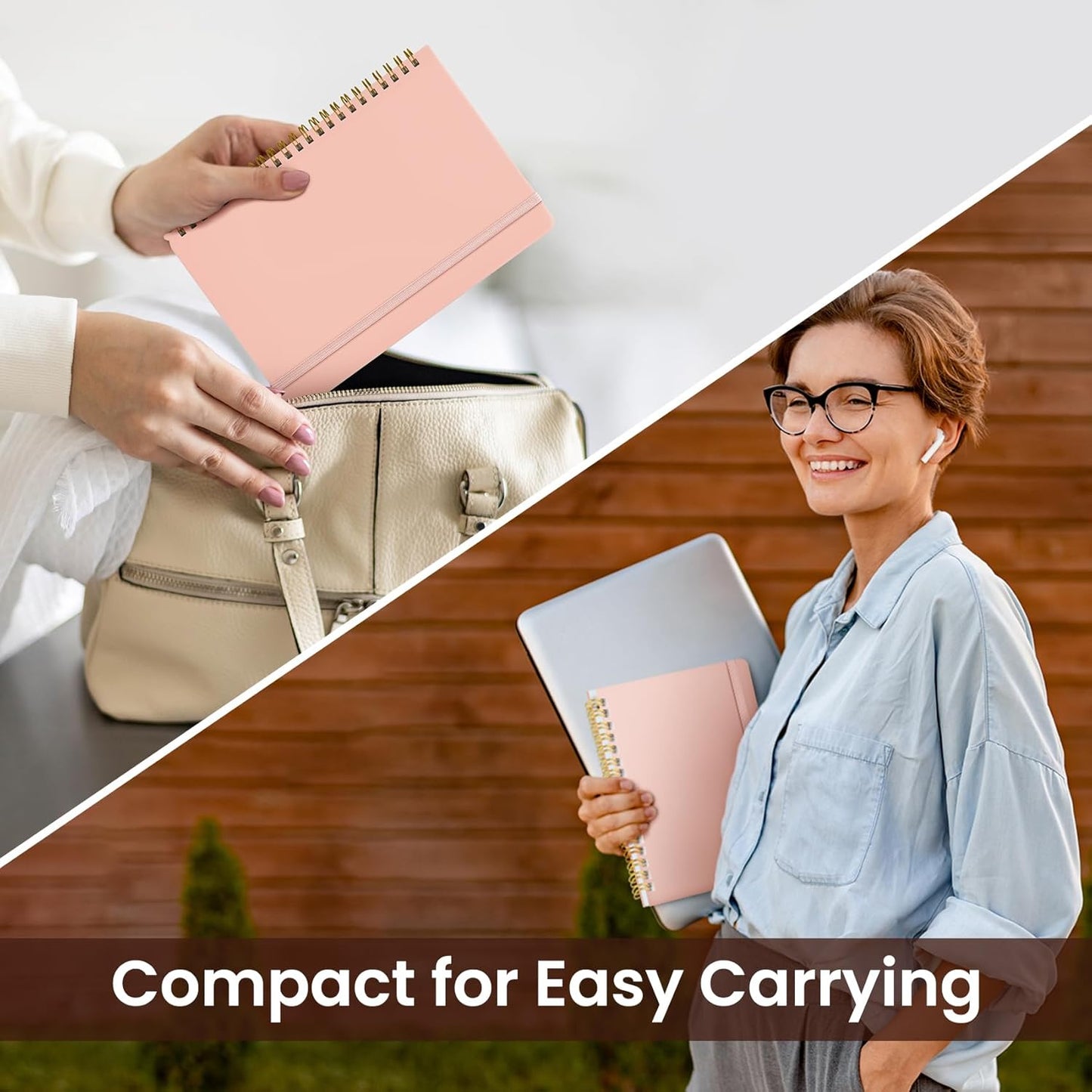 Taja Lined Spiral Journal Notebook for Work, 6 Pack, 140 Pages, College Ruled Hardcover Notebook Journal for Women, 6 Pcs, Journals for Writing, A5(6"x8") - Pink