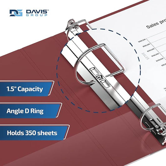 Premium Economy 6-Pack 3-Ring Binders for School or Office, D-Ring Binders, 1.5 Inch, Burgundy
