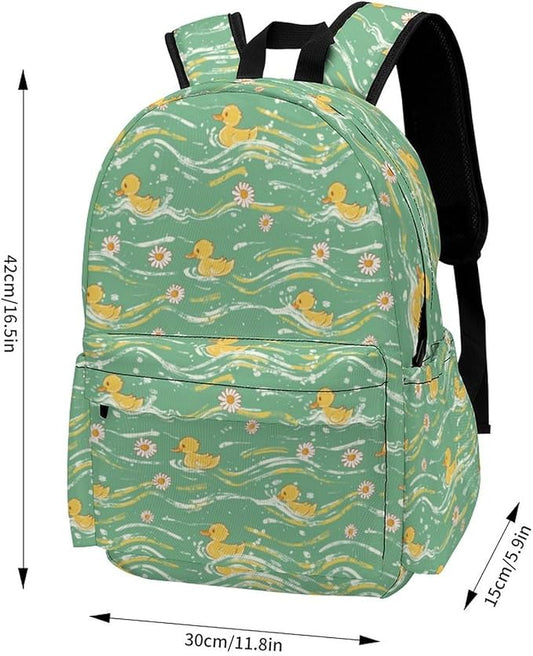 17 Inch Laptop Backpack Cute Duck Daisy Flowers Teen Girls Boys School Backpack Bags Travel Bookbag Back Pack Outdoor Daypack for Women Men