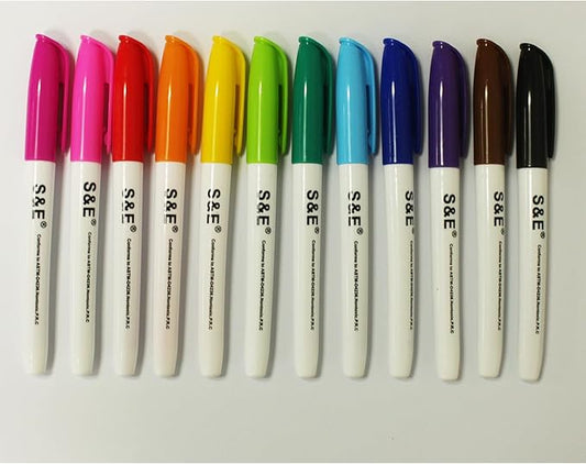 S & E TEACHER'S EDITION 96 Pcs Dry Erase Markers Colored markers for Kids 12 Assorted Colors with Low-Odor Ink Colored Whiteboard Markers for School, Office, Supplies