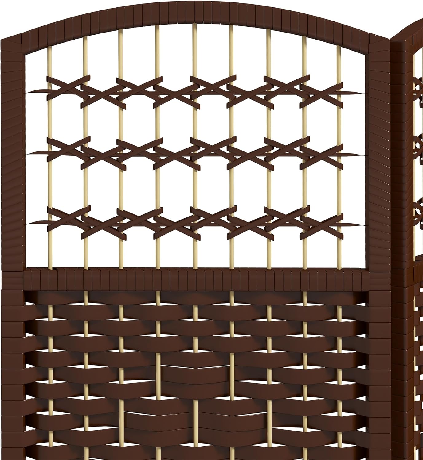 HOMCOM 3 Panel Room Divider, Folding Privacy Screen, 5.6' Room Separator, Wave Fiber Freestanding Partition Wall Divider, Brown