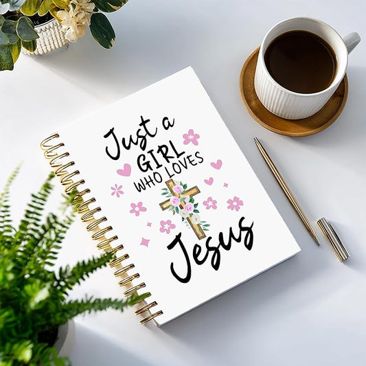 YOU FOUND ME Bible Notebook, A5 Spiral Christian Journal with Floral Pink Butterfly Notebook, Just a girl Who Loves Jesus, Inspirational Notebooks for Women, Bible Study, Gift for Birthday Christmas