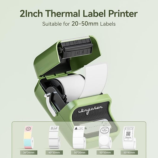 NIIMBOT B21 Label Maker Machine with Tape 2Inch Portable Sticker Printer Thermal Labeler for Jar Price Address Label for Business Home Office Organization, Green