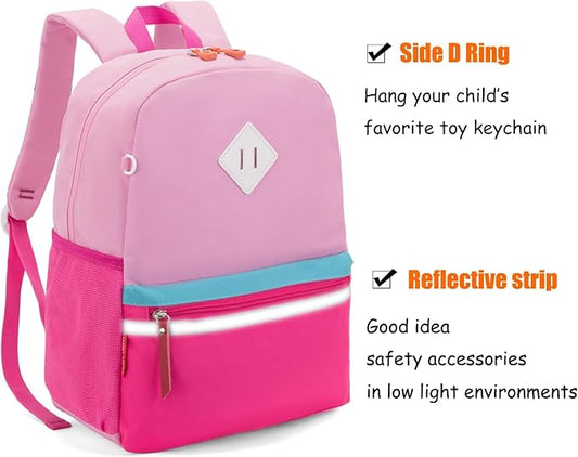 HawLander Little Kids Backpack for Girls Toddler School Bag Fits 3 to 6 years old, 15 inch, Pink