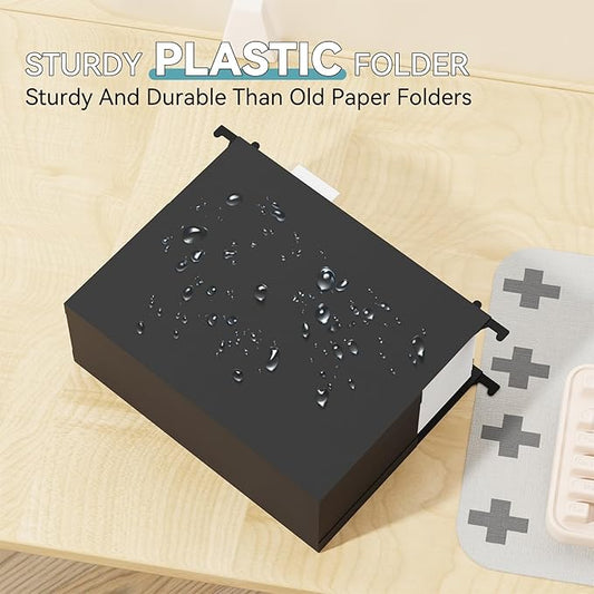 Plastic Extra Capacity Hanging File Folder Letter Size,6 Pack Heavy Duty 3" Expanding Accordian Pocket,Expandable Large Hanging Folders,Sturdy Hanging Organizer for Bulky Files-Black