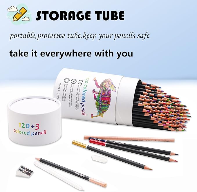 KALOUR Premium Colored Pencils,Set of 120 Colors,Artists Soft Core with Vibrant Color,Ideal for Drawing Sketching Shading,Coloring Pencils for Adults Beginners kids