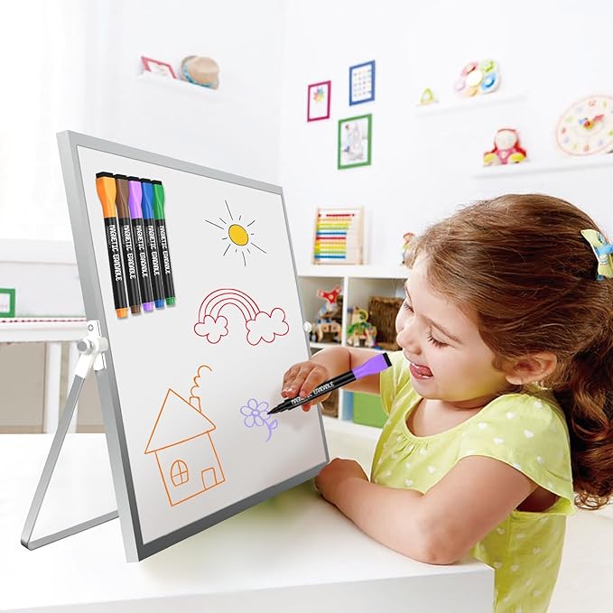 Magnetic Dry Erase Markers - 12 Pack Colorful 1mm Fine Tip Whiteboard Markers with Eraser for Kids Teachers, Low Odor Fine Markers for Dry Erase Boards, Calendars, Mirrors