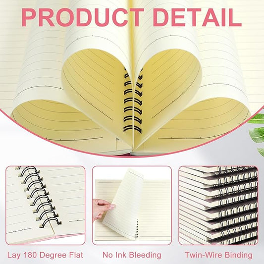 Yahenda 18 Pcs Spiral Notebook Bulk A5 Journal Lined 8.3'' x 5.5'' Writing Composition Paper Small Notepad Subject Notebook for Students Office Business Back to School Supplies (Pink)