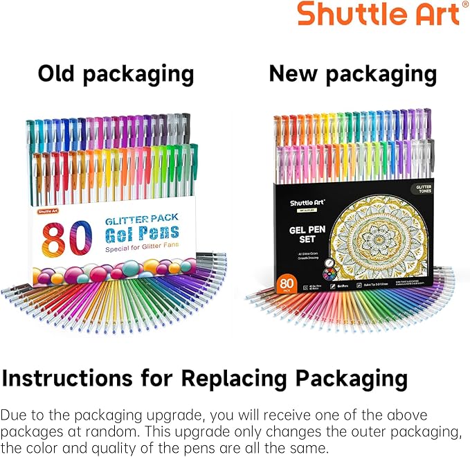 Shuttle Art 80 Pack Glitter Gel Pens, 40 Colors Glitter Gel Pens Set with 40 Refills for Adults Coloring Books Drawing Crafts Scrapbooking Journaling