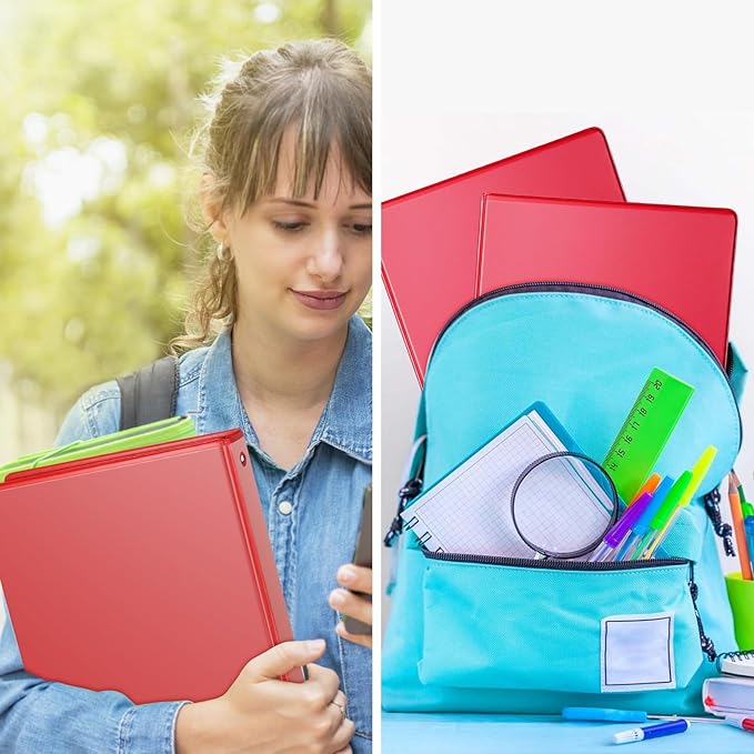 COMIX 3 Ring Binder 1 inch with Clear View Cover, 1" View Binder Holds 200 Sheets of US Letter Size Paper, 6 Pack (Red)