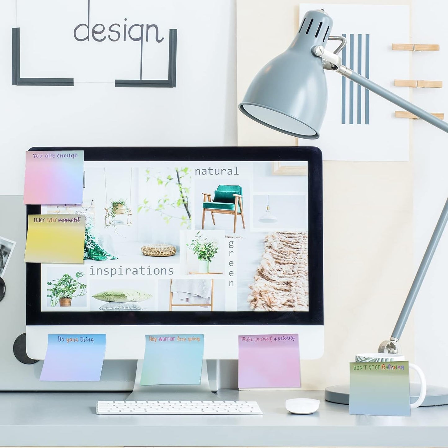 Zonon 12 Pieces Inspirational Sticky Notes 3 x 3 Inch Motivational Fun Notepads Positive Gifts for Teacher Nurse Coworkers Work Studying Supplies(Watercolor Style)