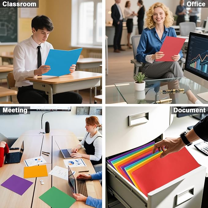 60 Pack 2 Pocket Folders, Letter Size, Professional Style, 6 Colors