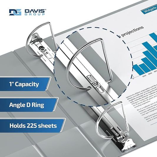 Premium Economy 6-Pack 3-Ring Binders for School or Office, D-Ring Binders, 1 Inch, Gray