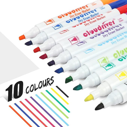 cloudriver Dry Erase Markers, 24 Count,10 Assorted Colors Whiteboard Markers, Chisel Tip, Low Odor Dry Erase Marker For Office, School, Home