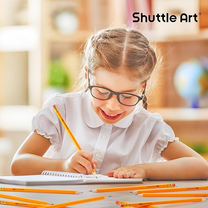 Shuttle Art Wood-Cased #2 HB Pencils, 180 Pack Sharpened Yellow Pencil with Erasers, Bulk Pack Graphite Pencils for School and Teacher Supplies, Writing, Drawing and Sketching