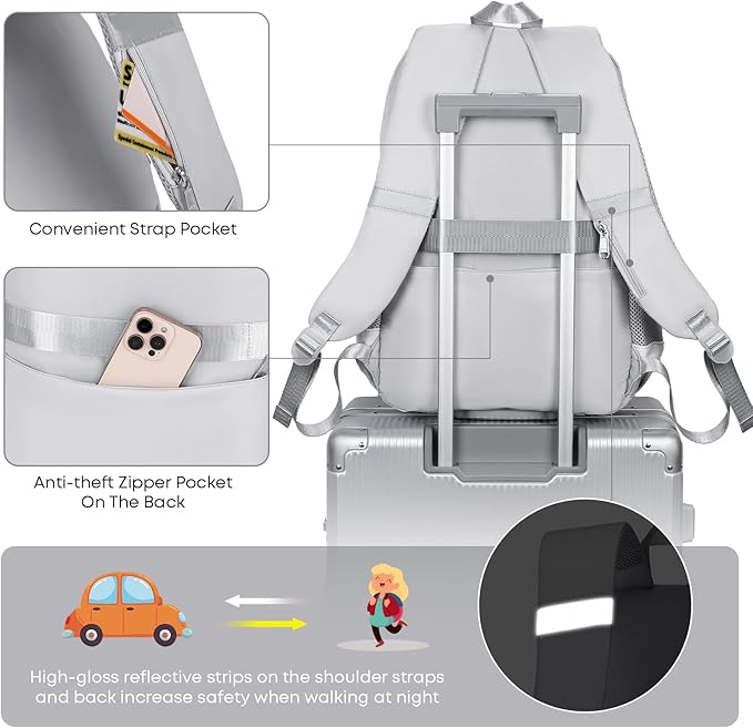 3PCS School Backpack For Student Women College Middle High Teen Girls Bookbag Waterproof Laptop Bag Grey