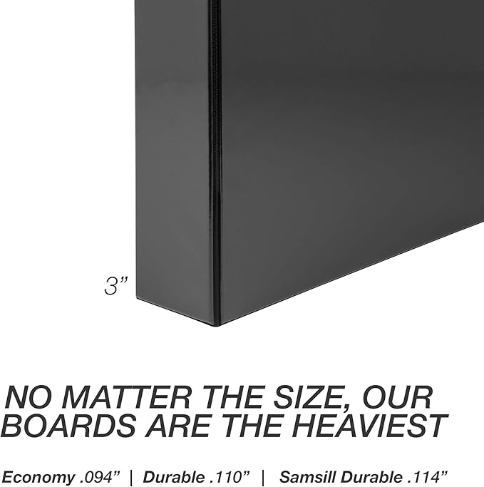 Samsill Durable 3 Inch Binder, Made in the USA, Round Ring Customizable Clear View Binder, Black, 4 Pack (MP48480)