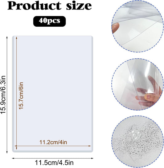 4" x 6" Photo Postcard Protectors, Rigid Hard Print Protectors, Clear Waterproof Protectors, Paper Sleeves Photo Plastic Sleeves Document Holder, Memories and Collectibles Storage (40 Pack)