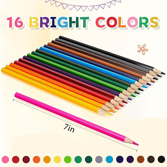 384 Count Colored Pencils Bulk, 16 Assorted Colors, Pre-sharpened Coloring Pencils Set for Kids and Adult, Teachers Essential Classroom Prizes, Back to School Supplies