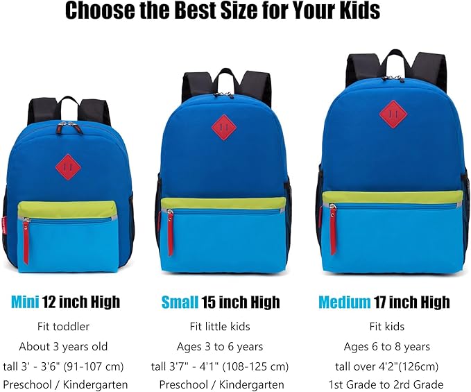HawLander Little Kids Backpack for Boys Toddler School Bag Fits 3 to 6 years old, 15 inch, Blue