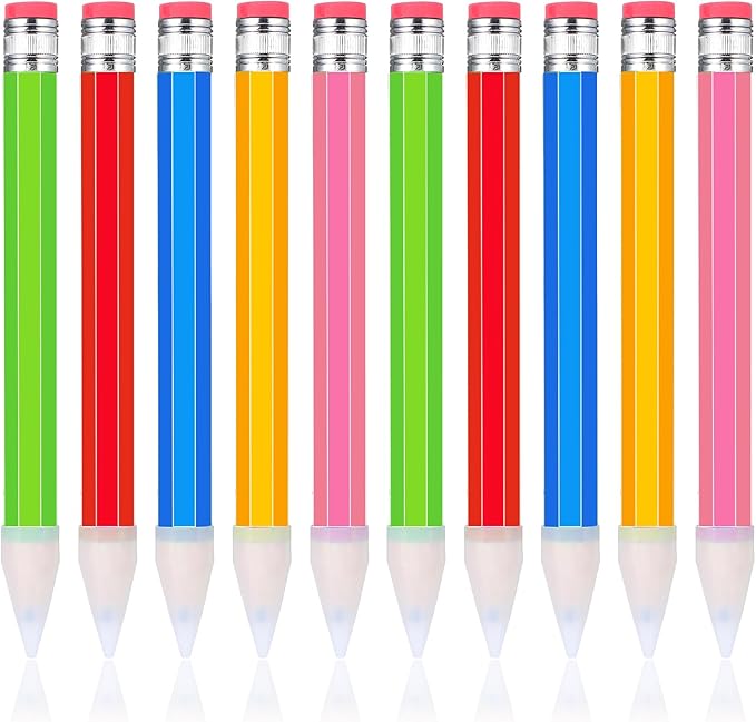 10 Pcs Wooden Jumbo Pencils for Prop, 14 Inch Giant Pencil Funny Big Pencil with Cap Novelty Large