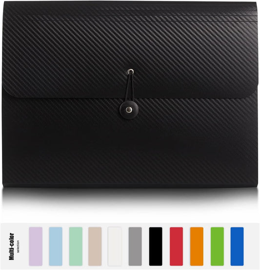 Expanding File Folder File Organizer 13 Pockets File Organizer Accordion Filing Folder Expandable File Folder for Documents Aesthetic Paper Organizer Folder for Work, School, Home, Office, 2Black
