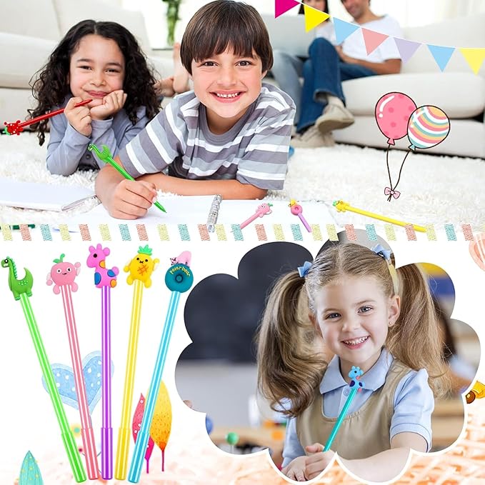 SANNIX 50 Pieces Cartoon Cute Pens Gel Black Ink Pens Bulk Assorted Novelty Kawaii Writing Pen for Kids Students Gift School Office Home Supplies Present