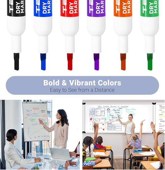 Tbay Dry-Erase Markers - 36 Counts, Chisel Tip Whiteboard Markers for Office/School Supplies, Low Odor, 6 Assorted Colors