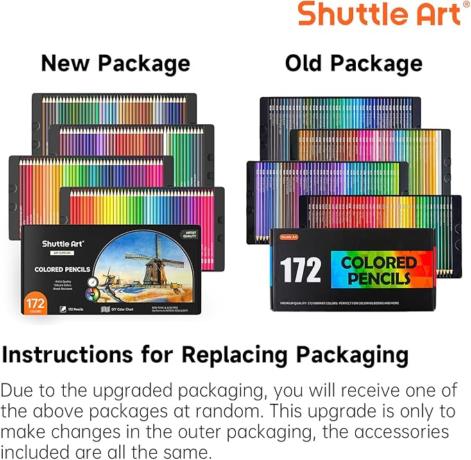 Shuttle Art 172 Colored Pencils, Soft Core Color Pencil Set for Adult Coloring Books Artist Drawing Sketching Crafting