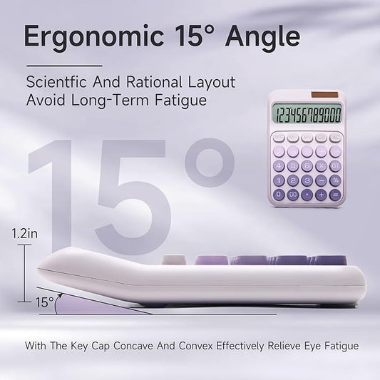Desk Calculator,12 Digits, Large LCD Display,Big Buttons,Solar and Battery Dual Power Desktop Calculators,Cute and Aesthetic,Suitable for Office and Study (Ombre Purple, M)