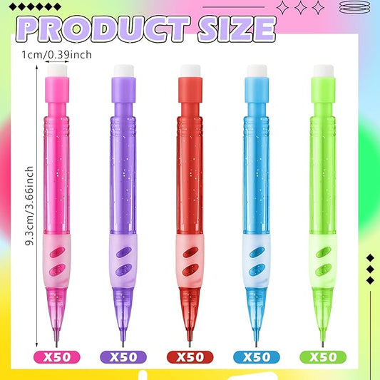 250 Pcs Mini Mechanical Pencils Automatic Pencils with Erasers 0.7 mm Small Point for Writing Drawing Sketching Home Office School Supplies