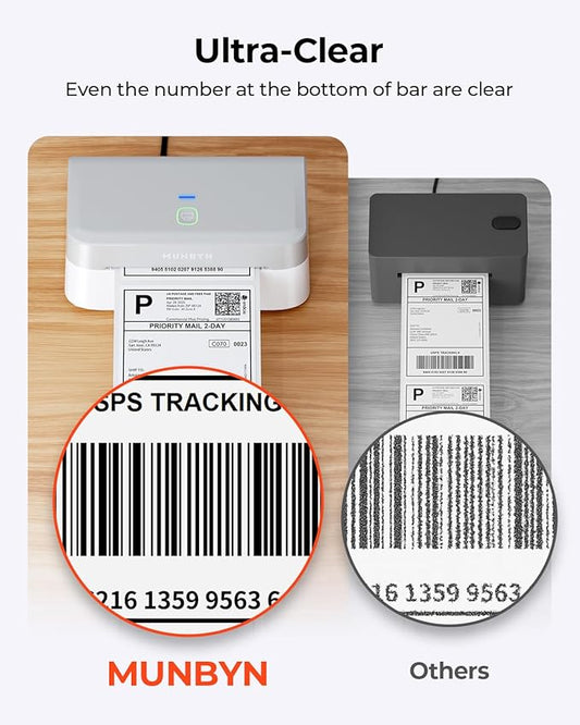 MUNBYN Bluetooth Thermal Label Printer RW403B, Wireless 4x6 Shipping Label Printer for Small Business, Compatible with Android, iPhone, Windows, Mac, Chromebook, Print Width 1.57"-4.25"