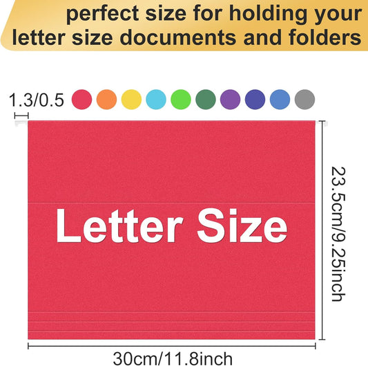 Hanging File Folders, 60 Pack Letter Size Hanging File folders with Tabs, Stay Organized for Your Home and Office Bulk File, Documents and Paper, 10 Colors