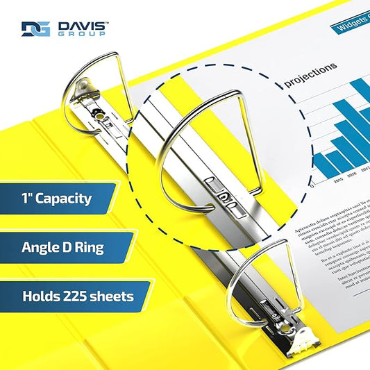Premium Economy 6-Pack 3-Ring Binders for School or Office, D-Ring Binders, 1 Inch, Yellow