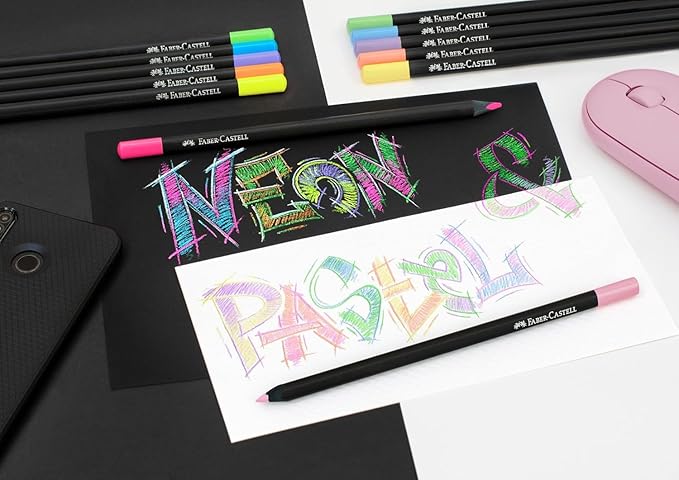 Faber-Castell Black Edition Colored Pencils, Neon & Pastel 1 Count (Pack of 12)