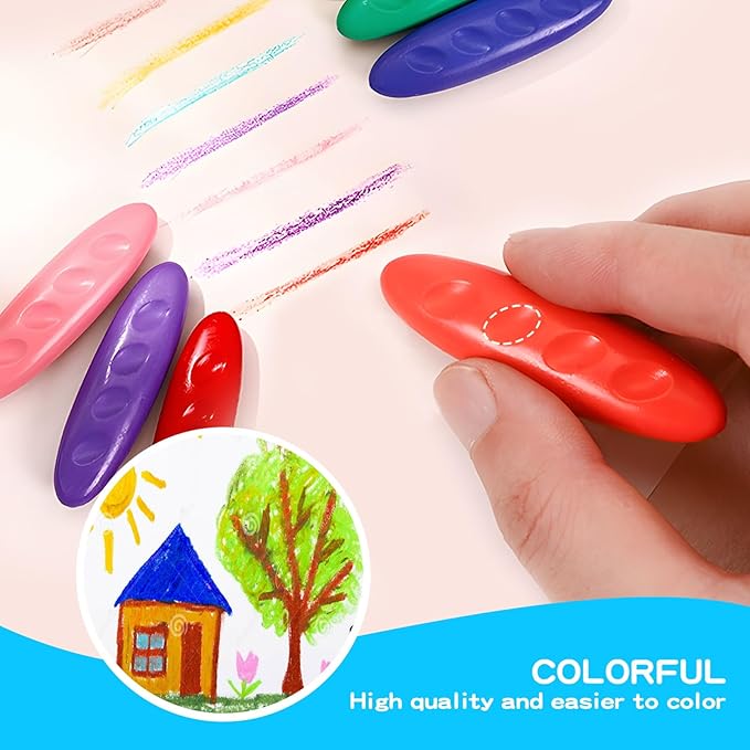 peanut crayons - washable crayons for toddlers 1-3 & kids ages 4-8, safe & non-toxic toddler crayon,perfect for creative play (24)