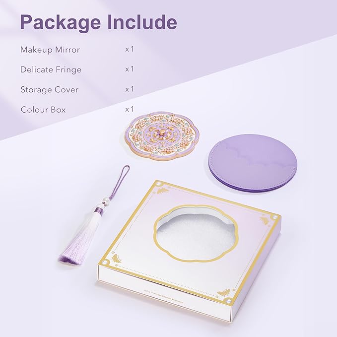 Compact Mirror, Pocket Mirror, Portable Travel Makeup Mirror, Small Lightweight Slim Handheld Mirror for Purse/Handbag/Wallet, Cosmetic Beauty Mirror with Storage Cover, Cute Mini Size Vanity Mirror