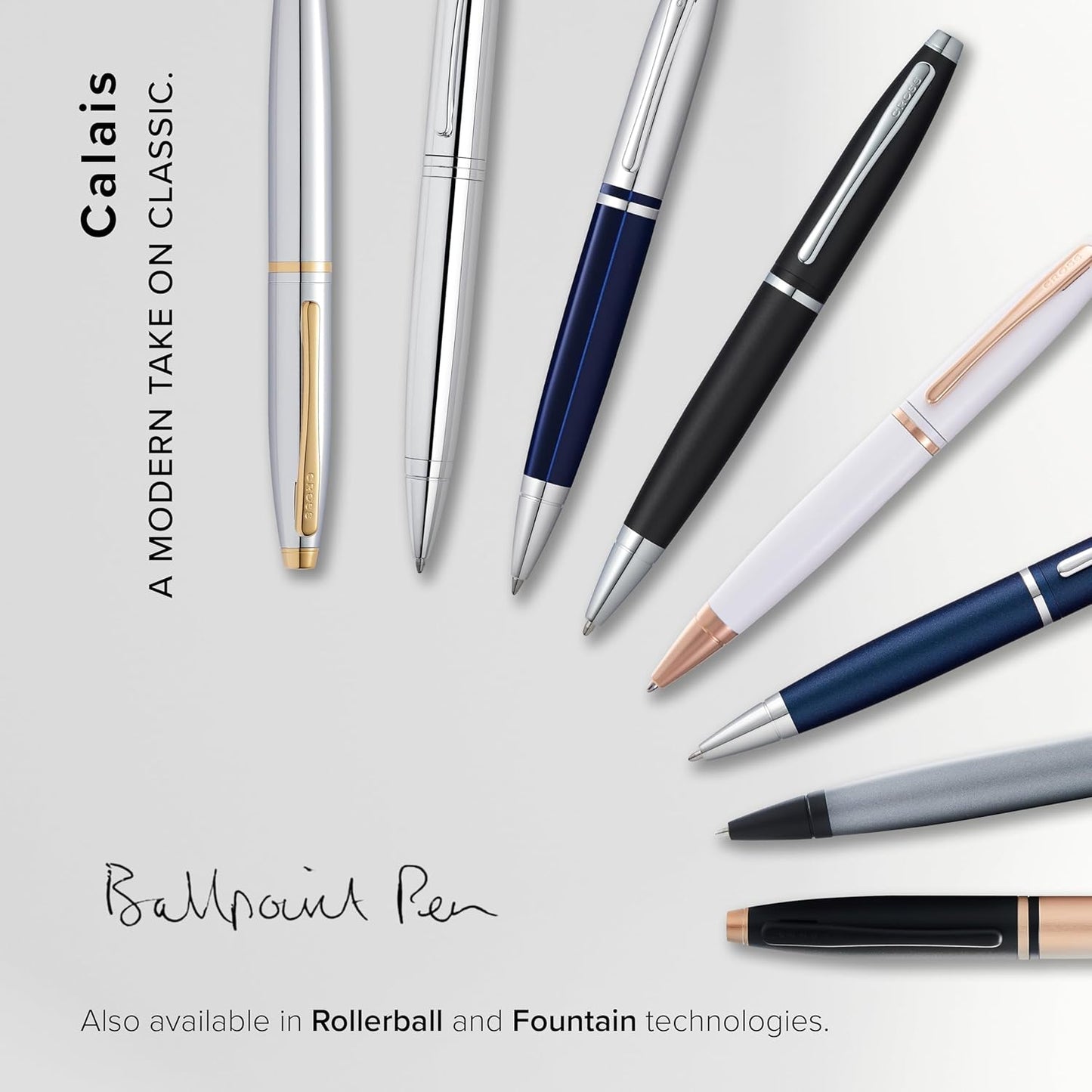 Cross Calais Refillable Ballpoint Pen Presented in a Luxury Gift Box - Medium Point, Black Ink, Matte Gray & Black