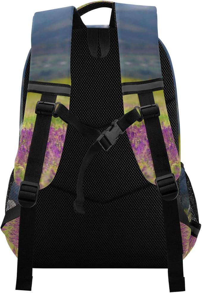 Horse Kids Backpack Bookbag Lavender Flower Elementary School Bag for Boys Girls Travel Rucksack