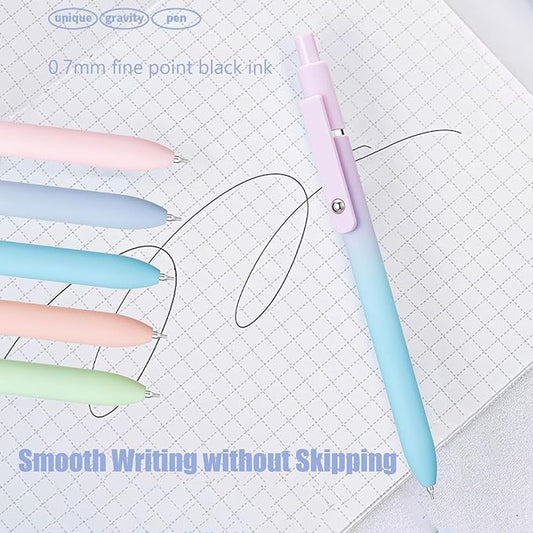 5Pcs Gel Pens, 0.7mm Black Ink Pens Retractable Fine Point Smooth Writing Pens, Aesthetic Office School Supplies, Desk Accessories Nursing Pen for Journaling Note Taking, Gifts for Women Men(Gradient)