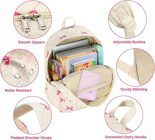 Waterproof Laptop Backpack for Girls Women, Water Resistant College School Backpack Casual Daypacks with Lunch Box Pencil Case, Large (Bows)